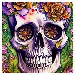 Gothic Sugar Skull Wooden Puzzle Square by GardenOfOphir