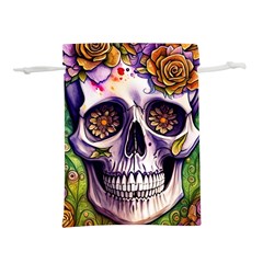 Gothic Sugar Skull Lightweight Drawstring Pouch (l) by GardenOfOphir