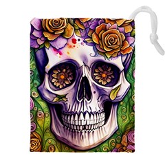 Gothic Sugar Skull Drawstring Pouch (5xl) by GardenOfOphir