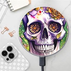 Gothic Sugar Skull Wireless Fast Charger(white) by GardenOfOphir