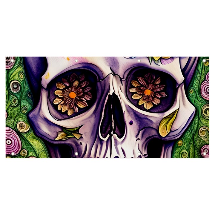 Gothic Sugar Skull Banner and Sign 8  x 4 