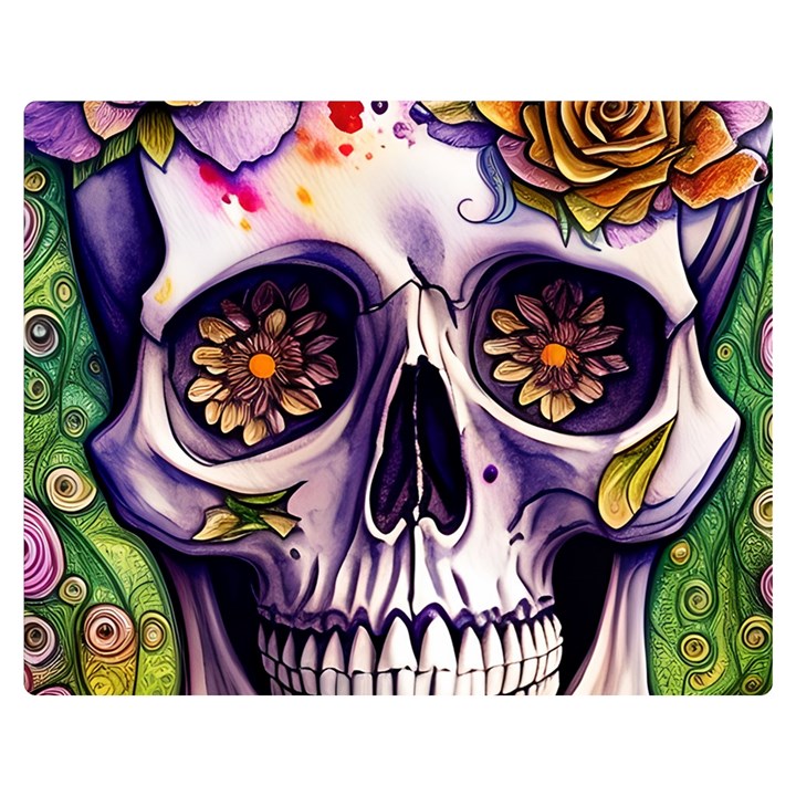 Gothic Sugar Skull Premium Plush Fleece Blanket (Medium)