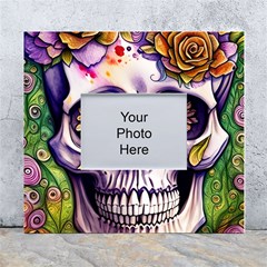 Gothic Sugar Skull White Wall Photo Frame 5  X 7 