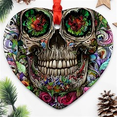 Retro Floral Skull Ornament (heart)