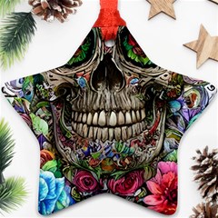 Retro Floral Skull Ornament (star)