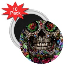 Retro Floral Skull 2 25  Magnets (10 Pack)  by GardenOfOphir