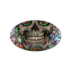 Retro Floral Skull Sticker (oval) by GardenOfOphir