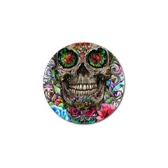 Retro Floral Skull Golf Ball Marker by GardenOfOphir