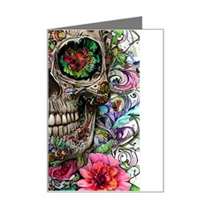 Retro Floral Skull Mini Greeting Card by GardenOfOphir