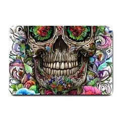 Retro Floral Skull Small Doormat by GardenOfOphir