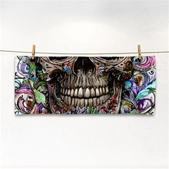 Retro Floral Skull Hand Towel by GardenOfOphir