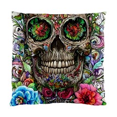 Retro Floral Skull Standard Cushion Case (one Side) by GardenOfOphir