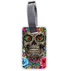 Retro Floral Skull Luggage Tag (one Side) by GardenOfOphir