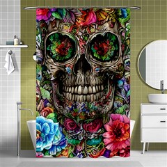 Retro Floral Skull Shower Curtain 48  X 72  (small)  by GardenOfOphir