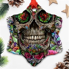 Retro Floral Skull Ornament (snowflake)