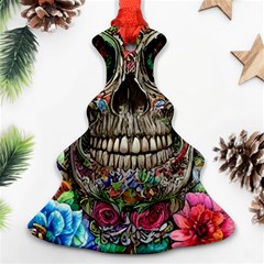 Retro Floral Skull Christmas Tree Ornament (two Sides) by GardenOfOphir