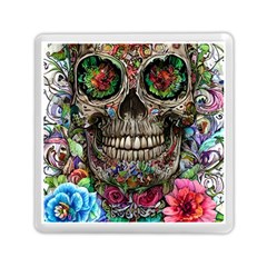 Retro Floral Skull Memory Card Reader (square) by GardenOfOphir