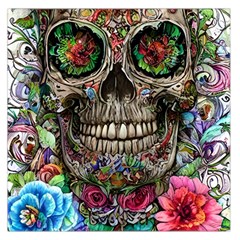 Retro Floral Skull Square Satin Scarf (36  X 36 ) by GardenOfOphir