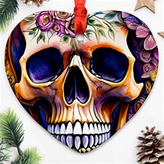 Bone Skull Floral Ornament (heart)