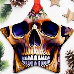 Bone Skull Floral Ornament (star)