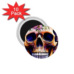 Bone Skull Floral 1 75  Magnets (10 Pack)  by GardenOfOphir