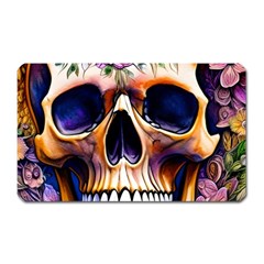 Bone Skull Floral Magnet (rectangular) by GardenOfOphir