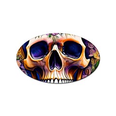 Bone Skull Floral Sticker Oval (100 Pack) by GardenOfOphir