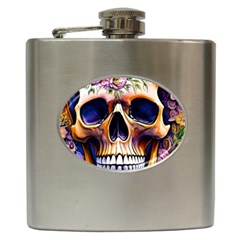 Bone Skull Floral Hip Flask (6 Oz) by GardenOfOphir