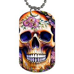 Bone Skull Floral Dog Tag (two Sides) by GardenOfOphir