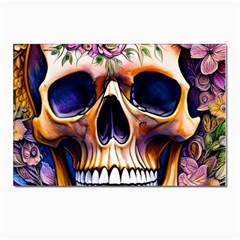 Bone Skull Floral Postcards 5  X 7  (pkg Of 10) by GardenOfOphir