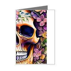 Bone Skull Floral Mini Greeting Card by GardenOfOphir