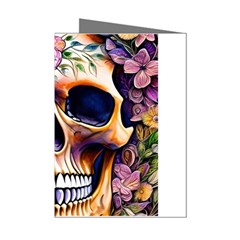 Bone Skull Floral Mini Greeting Cards (pkg Of 8)