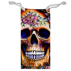 Bone Skull Floral Jewelry Bag by GardenOfOphir