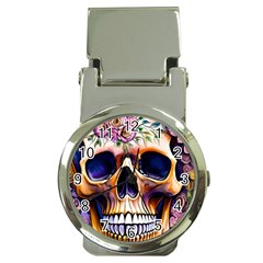 Bone Skull Floral Money Clip Watches by GardenOfOphir