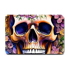 Bone Skull Floral Small Doormat by GardenOfOphir