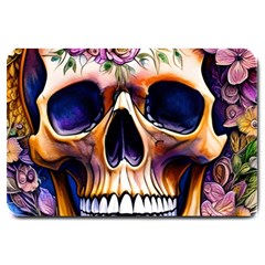 Bone Skull Floral Large Doormat by GardenOfOphir