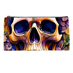 Bone Skull Floral Pencil Case by GardenOfOphir