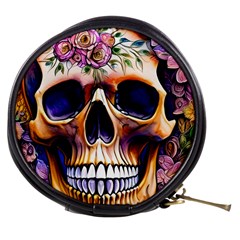 Bone Skull Floral Mini Makeup Bag by GardenOfOphir