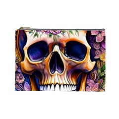 Bone Skull Floral Cosmetic Bag (large) by GardenOfOphir