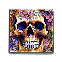 Bone Skull Floral Memory Card Reader (square 5 Slot) by GardenOfOphir