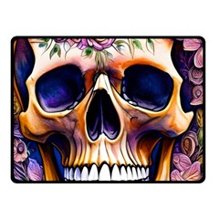 Bone Skull Floral Fleece Blanket (small) by GardenOfOphir