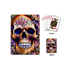 Bone Skull Floral Playing Cards Single Design (mini)