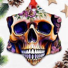 Bone Skull Floral Ornament (snowflake)