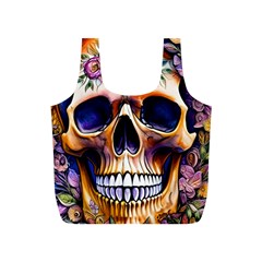 Bone Skull Floral Full Print Recycle Bag (s) by GardenOfOphir