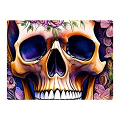 Bone Skull Floral Two Sides Premium Plush Fleece Blanket (mini) by GardenOfOphir