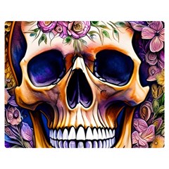 Bone Skull Floral Two Sides Premium Plush Fleece Blanket (medium) by GardenOfOphir