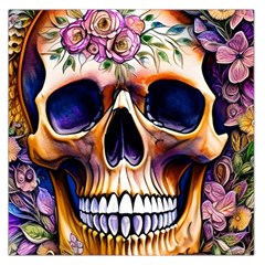 Bone Skull Floral Square Satin Scarf (36  X 36 ) by GardenOfOphir