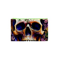 Bone Skull Floral Cosmetic Bag (xs) by GardenOfOphir