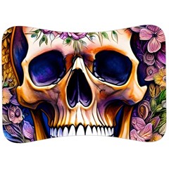 Bone Skull Floral Velour Seat Head Rest Cushion by GardenOfOphir