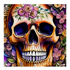 Bone Skull Floral Banner And Sign 4  X 4 